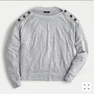 NWT J.Crew Supercozy Grey Button Shoulder Top M